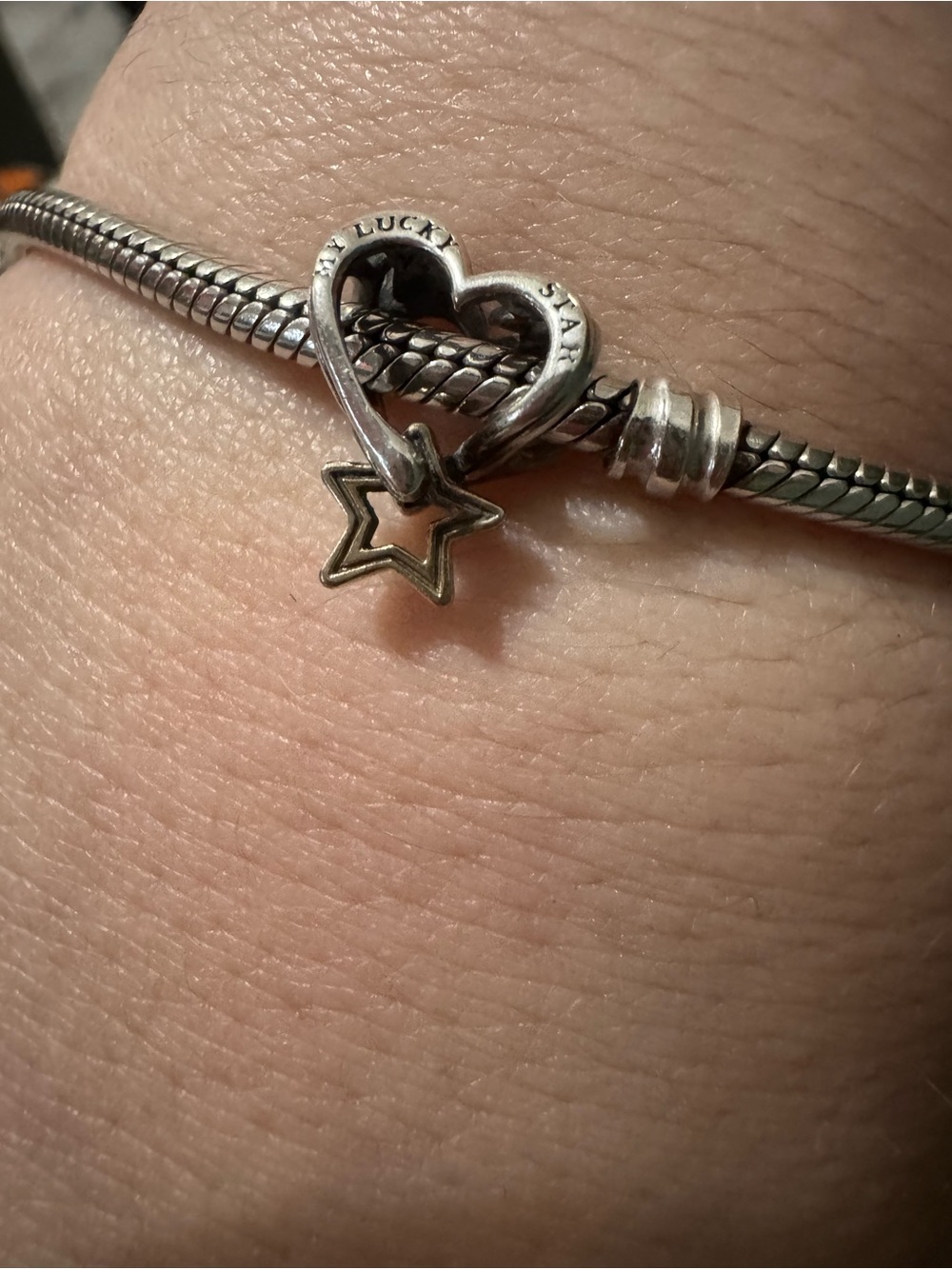 Pandora dangle heart and star charm